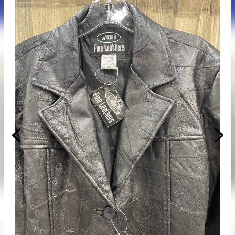 LEWORLD LEATHERS NWT SIZE XXL WOMENS BLACK  LEATHER COAT 100% genuine leather